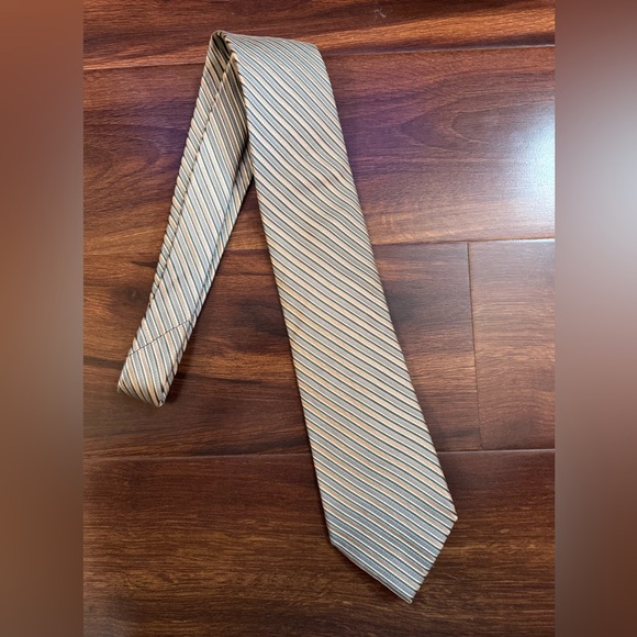 CALVIN KLEIN Striped Silk Tie in Beige - Picture 3 of 10